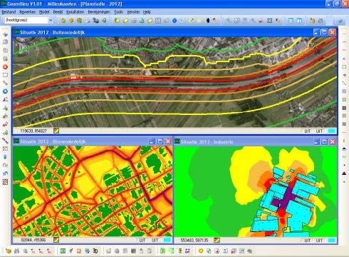 Luchtkwaliteitcontouren uit Geomilieu (bron: DGMR)